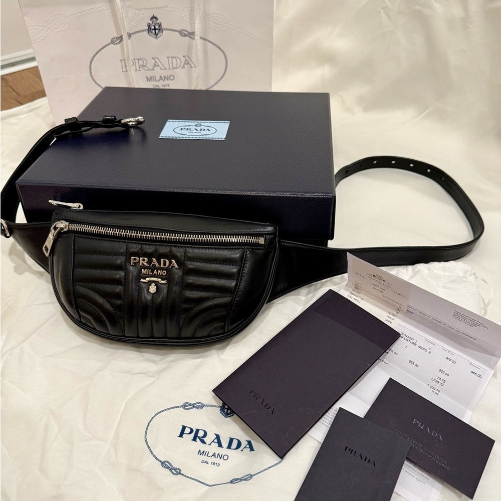 SOLD: Prada Diagramme Belt Bag, Like New, FULL SET